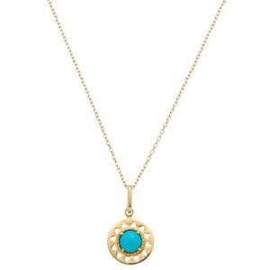 Anzie 14K Turquoise Aztec Pendant Necklace